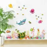 colorful Sea World Fish cartoon for kids room home decal mural art wall stickers baby nursery bathroom DIY decoration sticker - Image 4
