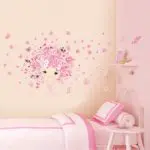 % flower Flower Fairy pink cute baby girl Mermaid butterfly home decor wall sticker for girls baby kids room wall art diy poster