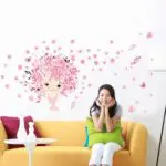 % flower Flower Fairy pink cute baby girl Mermaid butterfly home decor wall sticker for girls baby kids room wall art diy poster - Image 3