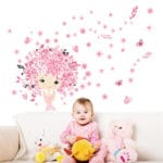 flower Flower Fairy pink cute baby girl Mermaid butterfly home decor wall sticker for girls baby kids room wall art diy poster - Image 2