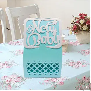 free shipping elegant pink ,blue New Baby Candy Box Gifts Boxes for wedding party baby birthday party baby shower favors - Image 2