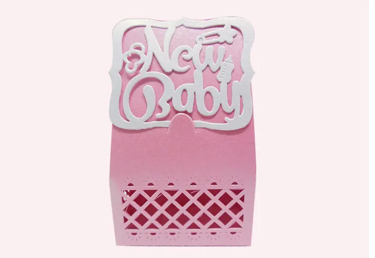free shipping elegant pink ,blue New Baby Candy Box Gifts Boxes for wedding party baby birthday party baby shower favors - Image 3