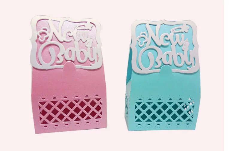 free shipping elegant pink ,blue New Baby Candy Box Gifts Boxes for wedding party baby birthday party baby shower favors - Image 4