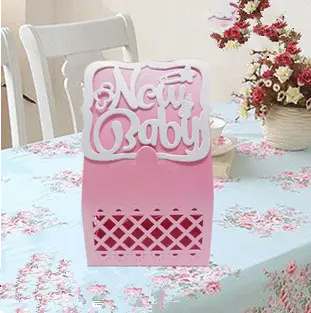 free shipping elegant pink ,blue New Baby Candy Box Gifts Boxes for wedding party baby birthday party baby shower favors
