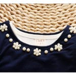 iAiRAY baby girl princess dress white pearl royal blue first birthday girl party dresses children clothing set white long shirt - Image 3