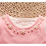 iAiRAY infant cute pink dress set girls spring clothes 1 year girl baby birthday dress with pearl collar long sleeve t shirt - Image 4