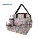 mommore 5pcs/set Nappy Bags Includes Diaper Bag Changing Pad Transparen Mummy Maternity Bag Waterproof Baby Stroller Bag