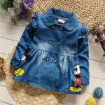 new Autumn Spring Casual baby Kids infant Children girls cartoon Mouse printing Double-breasted Dress cardigan  Y1961