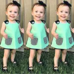new born baby dress Summer Clothes Infant Kids Baby Girl  shirt Blouses Tops Toddler green color - Image 2
