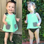 new born baby dress Summer Clothes Infant Kids Baby Girl  shirt Blouses Tops Toddler green color - Image 5