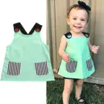 new born baby dress Summer Clothes Infant Kids Baby Girl  shirt Blouses Tops Toddler green color - Image 6
