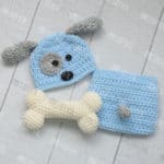 newborn Beanies, baby Puppy Dog Hat and Diaper / Nappy Cover baby set / BABY GIFT, newborn crochet Photography Props(No bones - Image 2