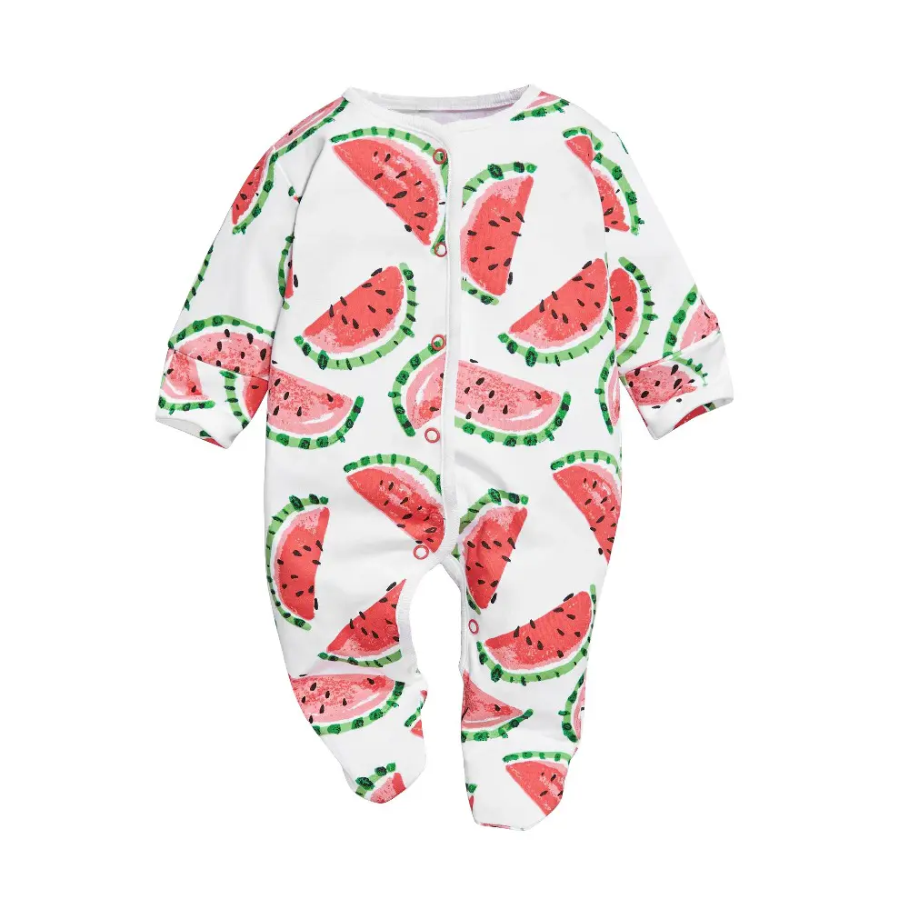 newborn baby girl footy long sleeve one piece pajamas for spring summer fruit jumpsuit toddler unisex overalls 2017 new style - Image 5