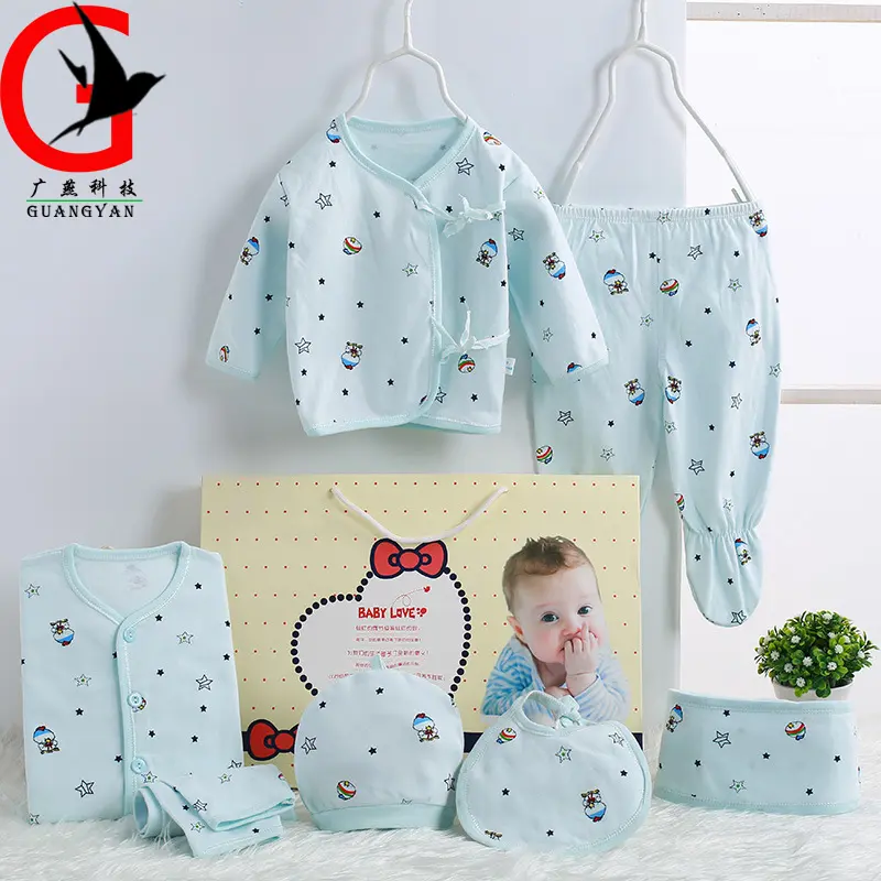 spring cotton baby clothes set newborn Baby gift newborn baby underwear clothing set Infants 7 pieces costume sets XBX-QM698 - Image 2